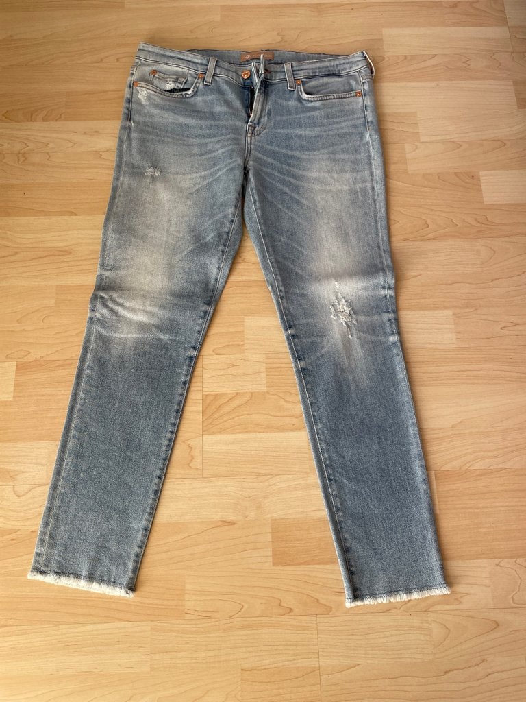 7 For all Mankind - Lichtblauwe skinny stretch jeans maat 30, Kleding | Dames, Blauw, Nieuw, Ophalen of Verzenden, W30 - W32 (confectie 38/40)