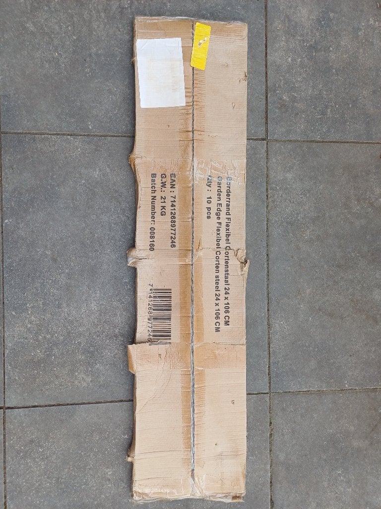 Borderrand flexibel Cortenstaal 24 x 106 cm voor tuin, Tuin en Terras, Bielzen en Borders, Overige materialen, 100 tot 200 cm