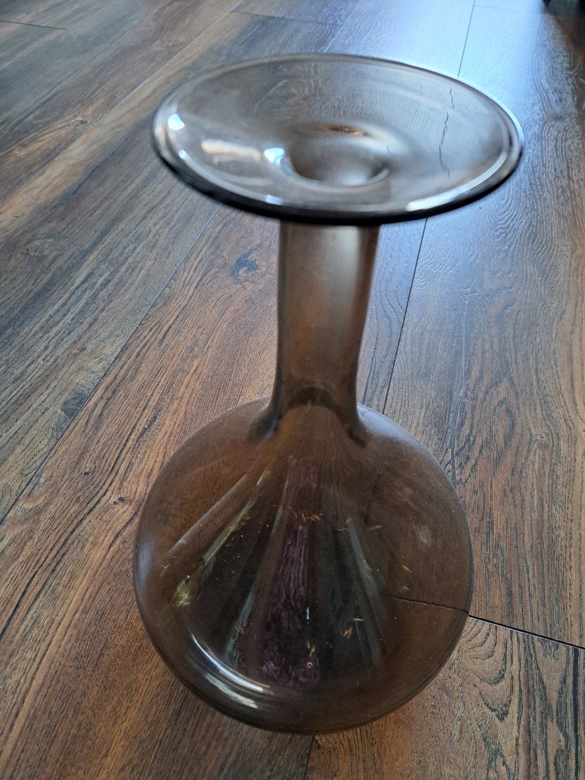 Bruine glazen vaas - 32 cm hoog, Ophalen of Verzenden, Bruin, 32 cm, Glas