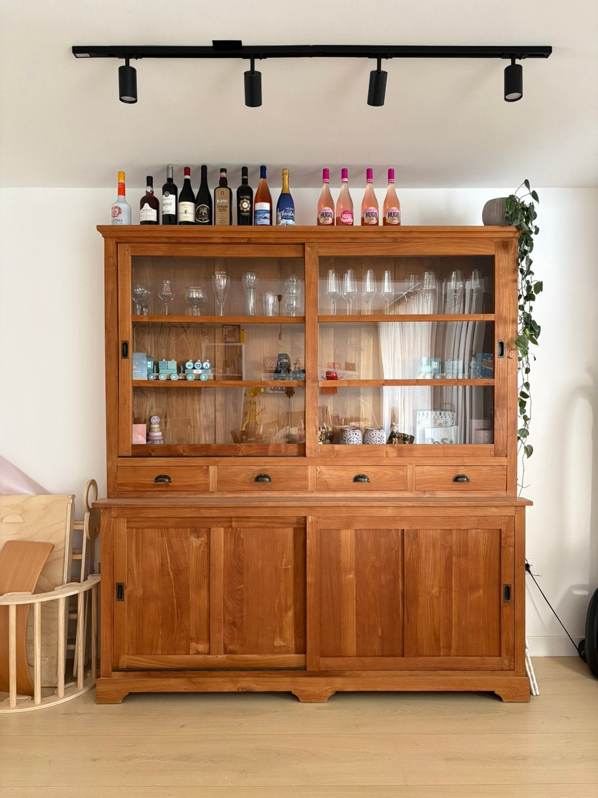 Teak houten kast, Ophalen, Zo goed als nieuw, 25 tot 50 cm, 200 cm of meer