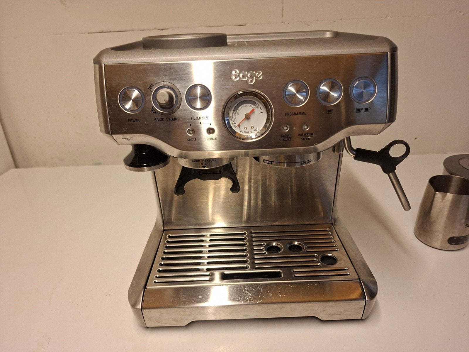 Sage Barista Express Espressomachine - Gebruikt, Ophalen, Gebruikt, Espresso apparaat, Koffiebonen