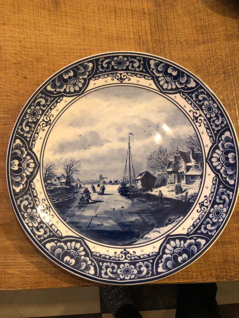 Prachtig Royal Delft Wandbord - Hollands Winterlandschap, Antiek en Kunst, Ophalen