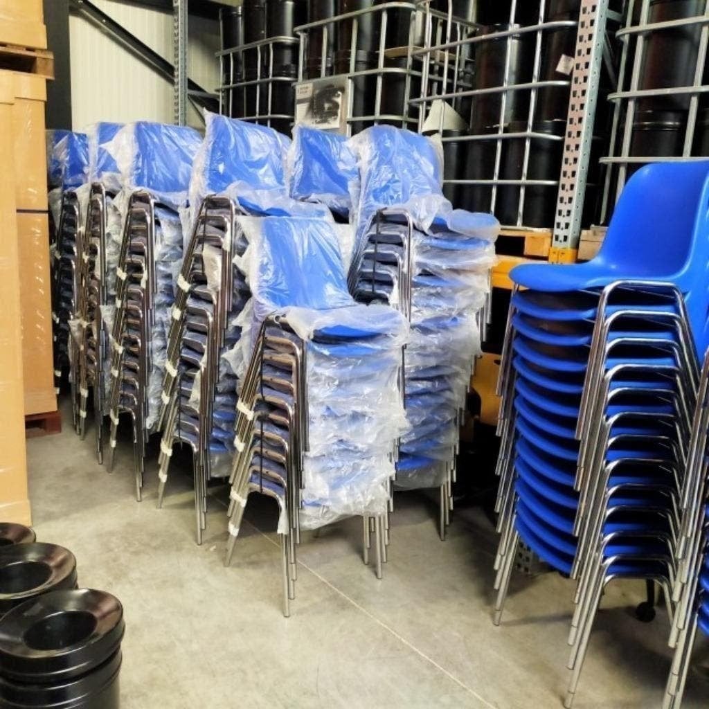 NIEUW Kantinestoel Bericoplast Helene - blauw kunststof, Ophalen of Verzenden, Gebruikt, Kunststof, Vijf, Zes of meer stoelen