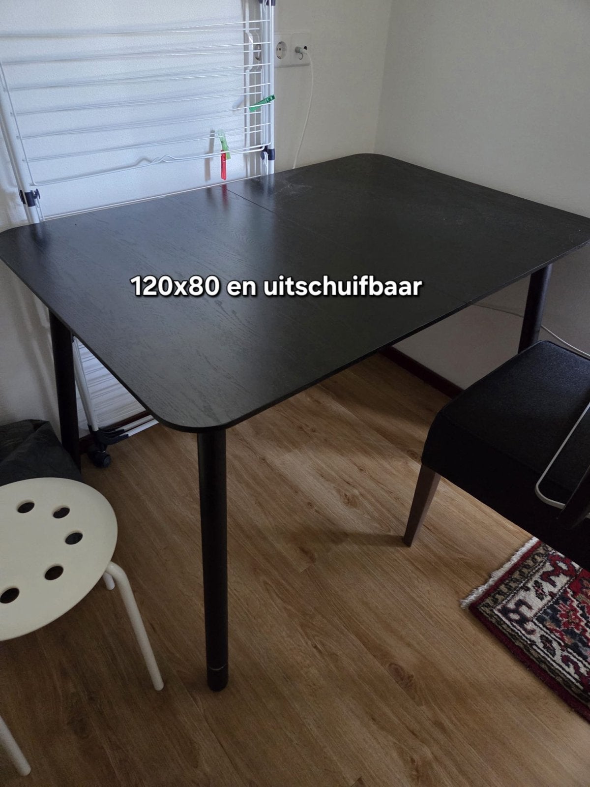 IKEA uitschuifbare tafel 120x80 cm - Zwart, Ophalen, Gebruikt, 100 tot 150 cm, 50 tot 100 cm