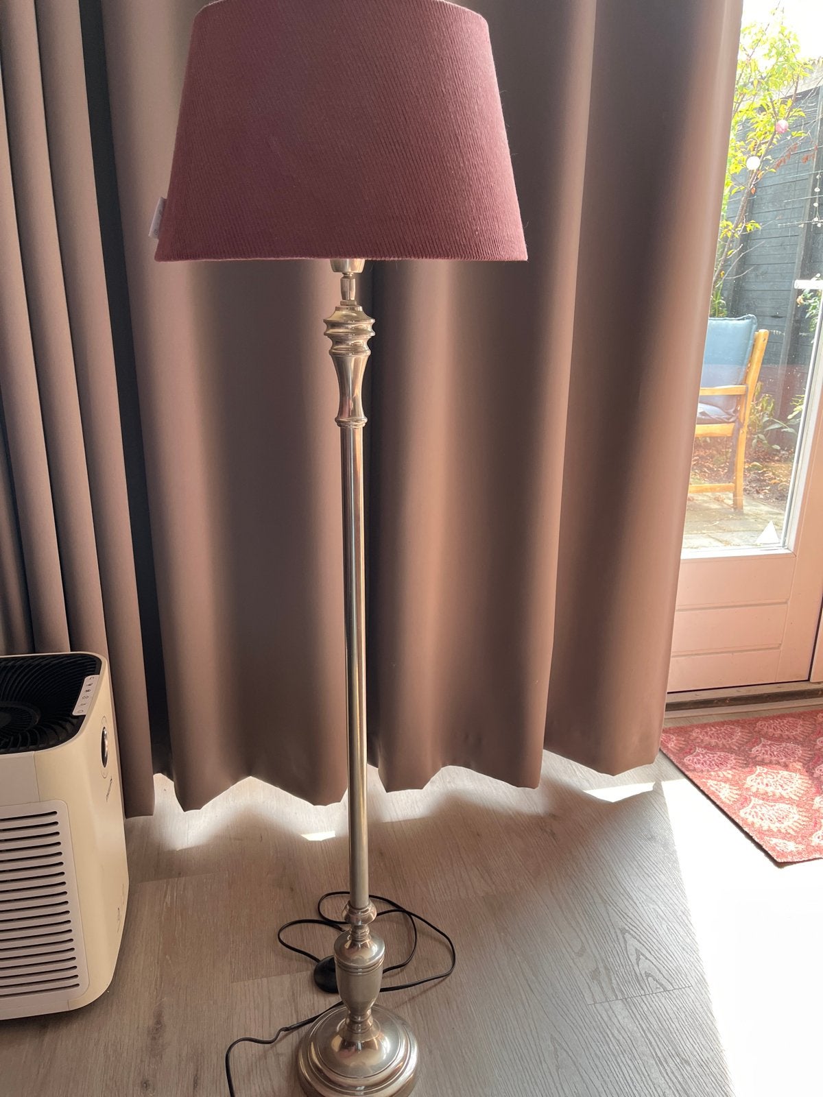 Riviera Maison Vloerlamp met stoffen kap, Huis en Inrichting, Lampen | Vloerlampen, 100 tot 150 cm, Zo goed als nieuw, Metaal