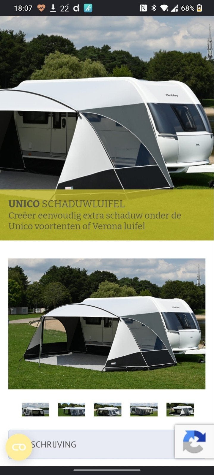 Unico Verona 660 Schaduwluifel met dikke rits (nieuw), Ophalen of Verzenden