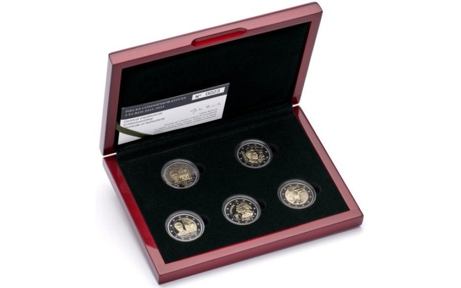 5x 2 Euro Luxemburg 2022-2023 - PROOF - Doosje, Verzenden, Luxemburg, 2 euro, Setje