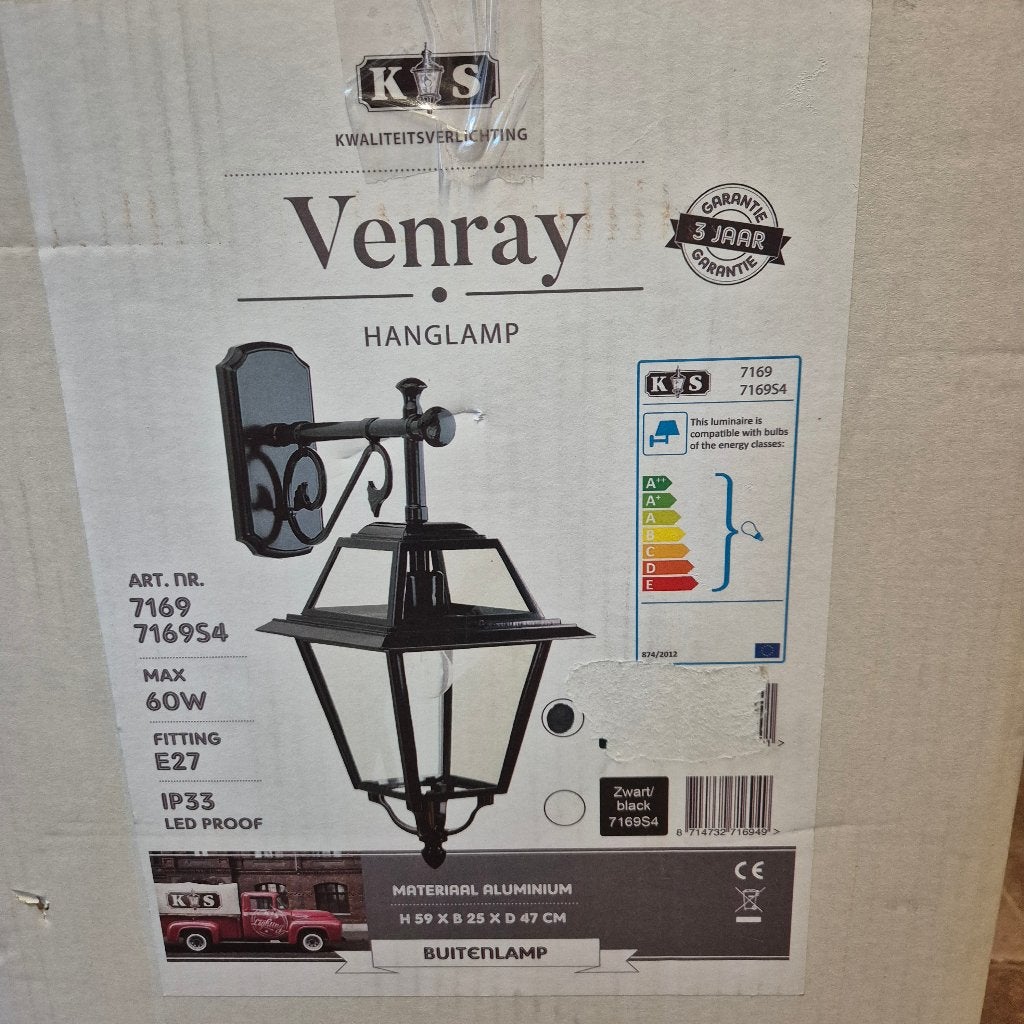 KS buitenlamp Venray (nieuw in doos) antraciet, Waterbestendig, Grijs, Nieuw, E27 (groot)