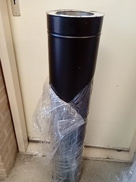 Nieuw Zwart dubbelwandige kachelpijp 125/175 mm, 1000mm lang, Ophalen of Verzenden, Nieuw