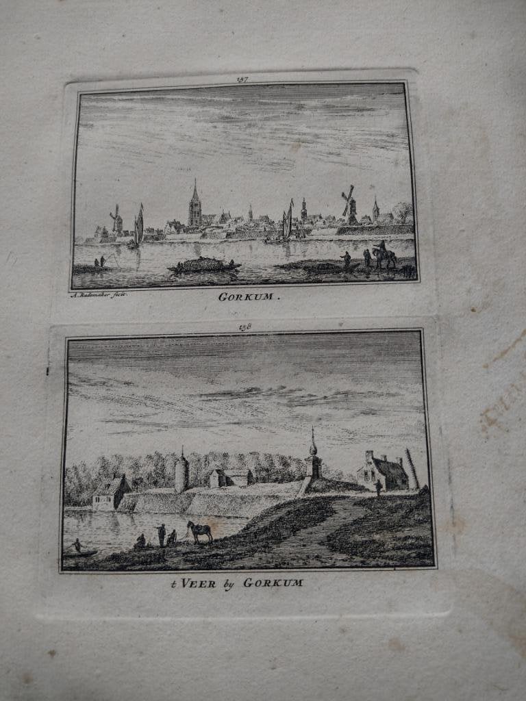 157/158 Gorkum Gorinchem het Veer Kopergravure dl 3, Antiek en Kunst, Kunst | Etsen en Gravures, Ophalen of Verzenden