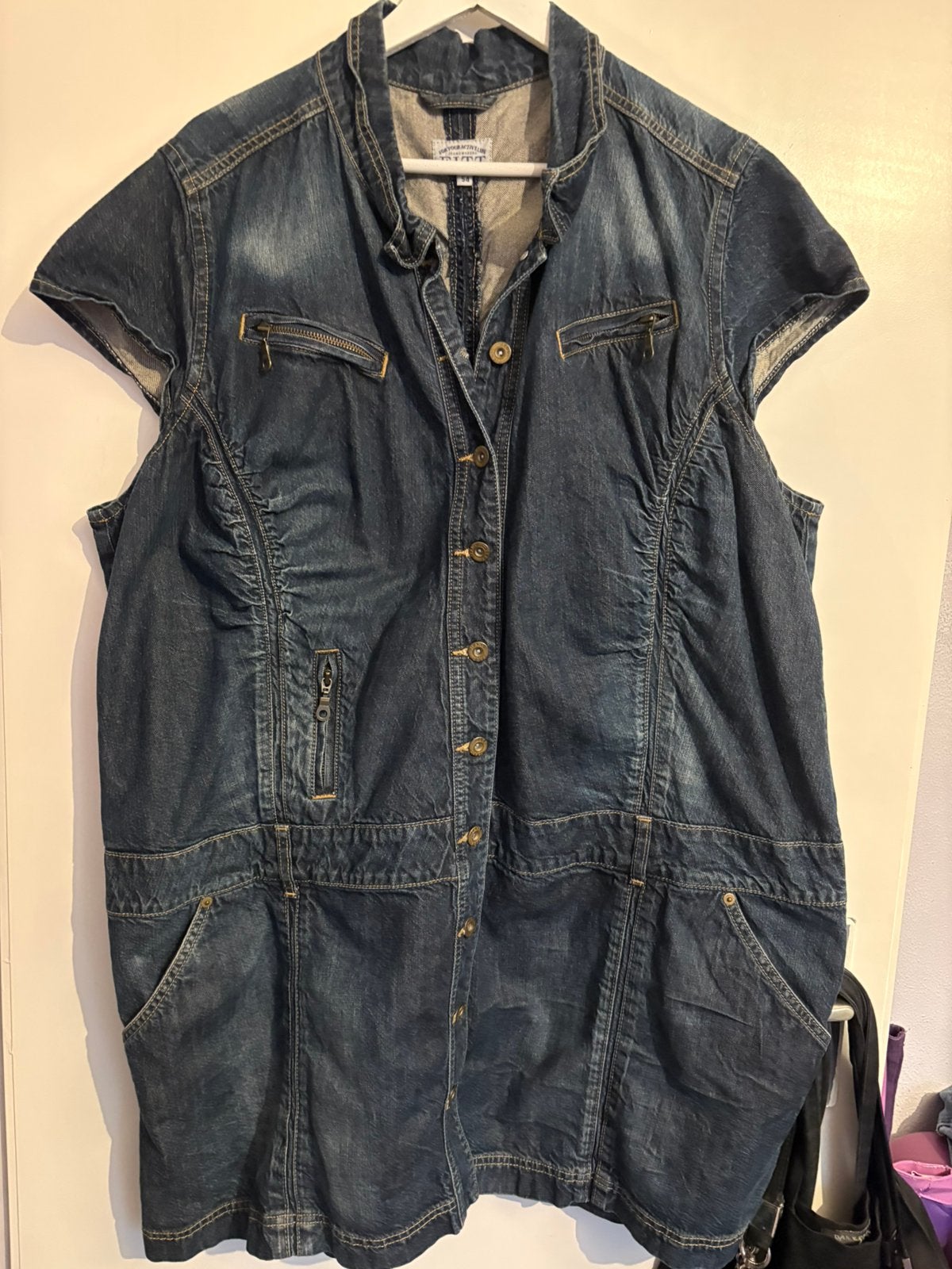 Miss Etam spijkerjurk/overgooier, blauw, maat 54, Kleding | Dames, Grote Maten, Ophalen of Verzenden, Zo goed als nieuw, Blauw