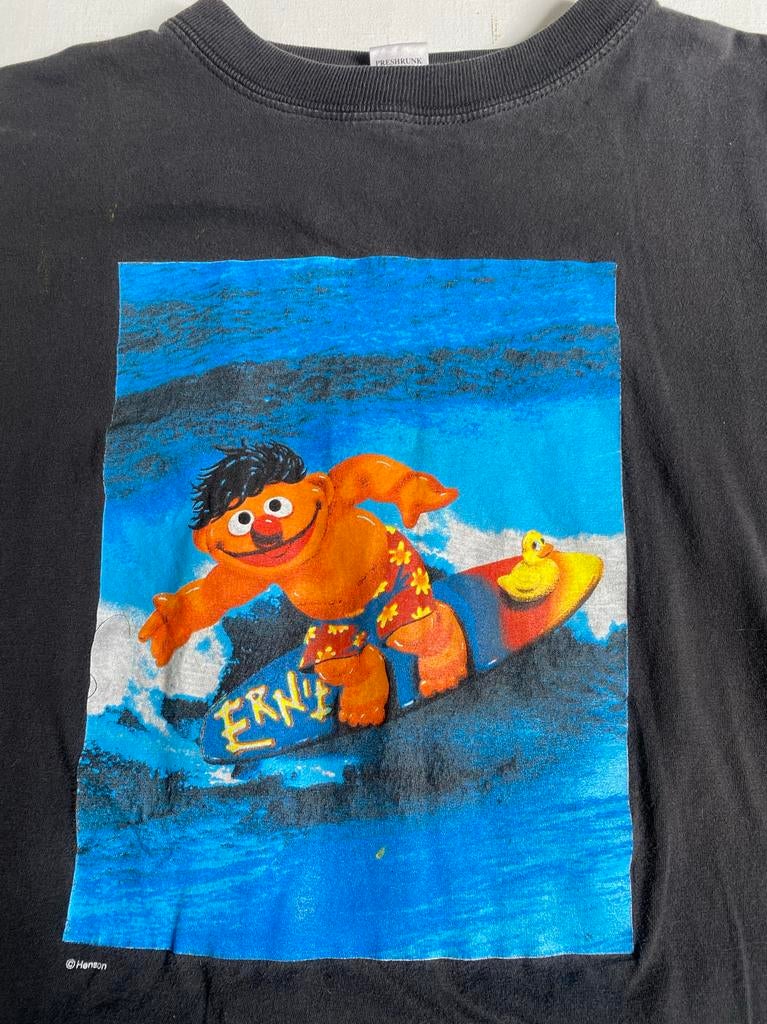 Vintage Sesamstraat Ernie Surfer T-shirt XL, Ophalen of Verzenden, Zo goed als nieuw, Maat 56/58 (XL), Zwart