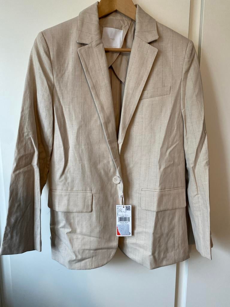 Mango blazer maat S zand met strepen nieuw, Ophalen of Verzenden, Nieuw, Maat 36 (S), Beige