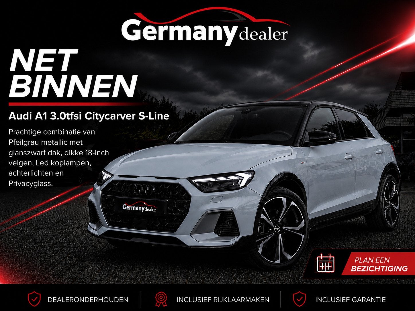 Audi A1 citycarver 30TFSI S-Line M-Led Sfeerverl. Zetels Zwa, Auto's, Audi, Zwart, Met garantie (alle), Leder en Stof, Bedrijf