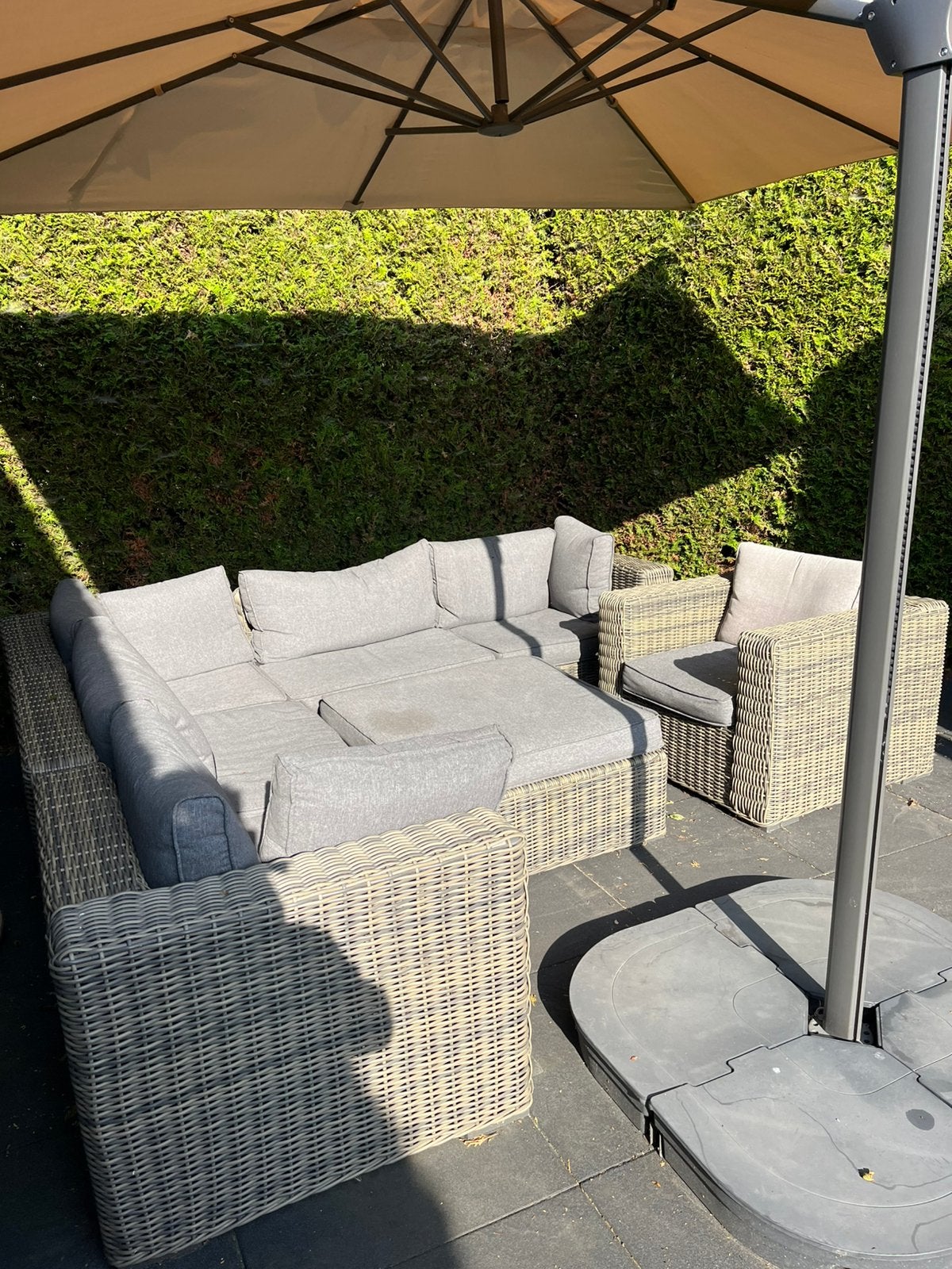 Loungebank loungeset loungebank, Tuin en Terras, Ophalen, Gebruikt, 6 zitplaatsen, Hocker