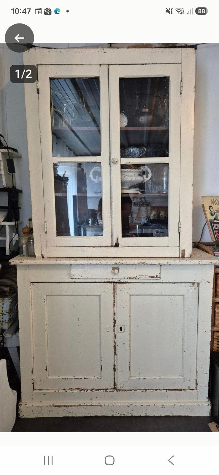 Antieke Brocante shabby stoere Servieskast / Keukenkast