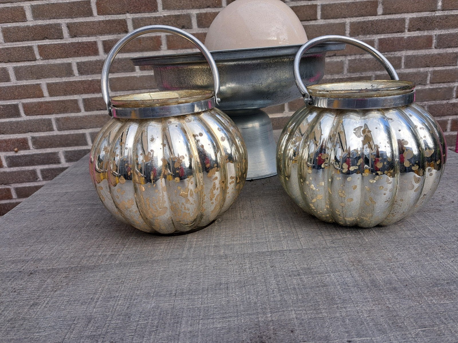 Riviera Maison pompoen / pumpkin windlicht, Ophalen of Verzenden, Zo goed als nieuw, Glas, Windlicht