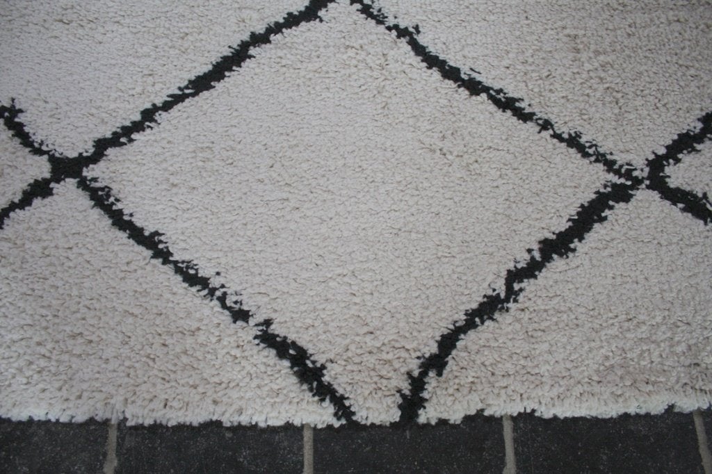 Zacht vloerkleed Lifa living Chequered creme - zwart 160x230, Huis en Inrichting, 150 tot 200 cm, Crème, Ophalen of Verzenden