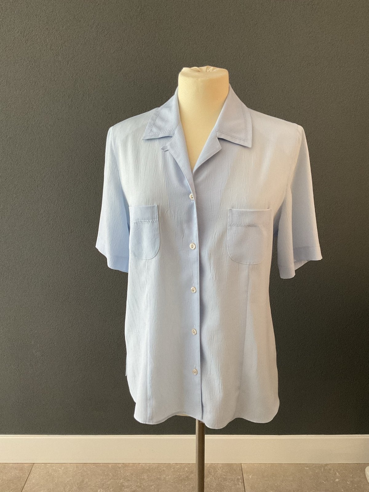 Mooie vintage blouse/ zgan /  maat 38 van Erfo, Verzenden, Zo goed als nieuw, Maat 38/40 (M), Blauw