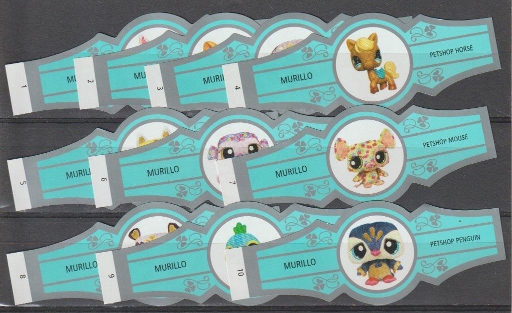 reeks 1582  petshop 1-10 sigarenbanden, Ophalen of Verzenden, Zo goed als nieuw, Sigarenbandjes