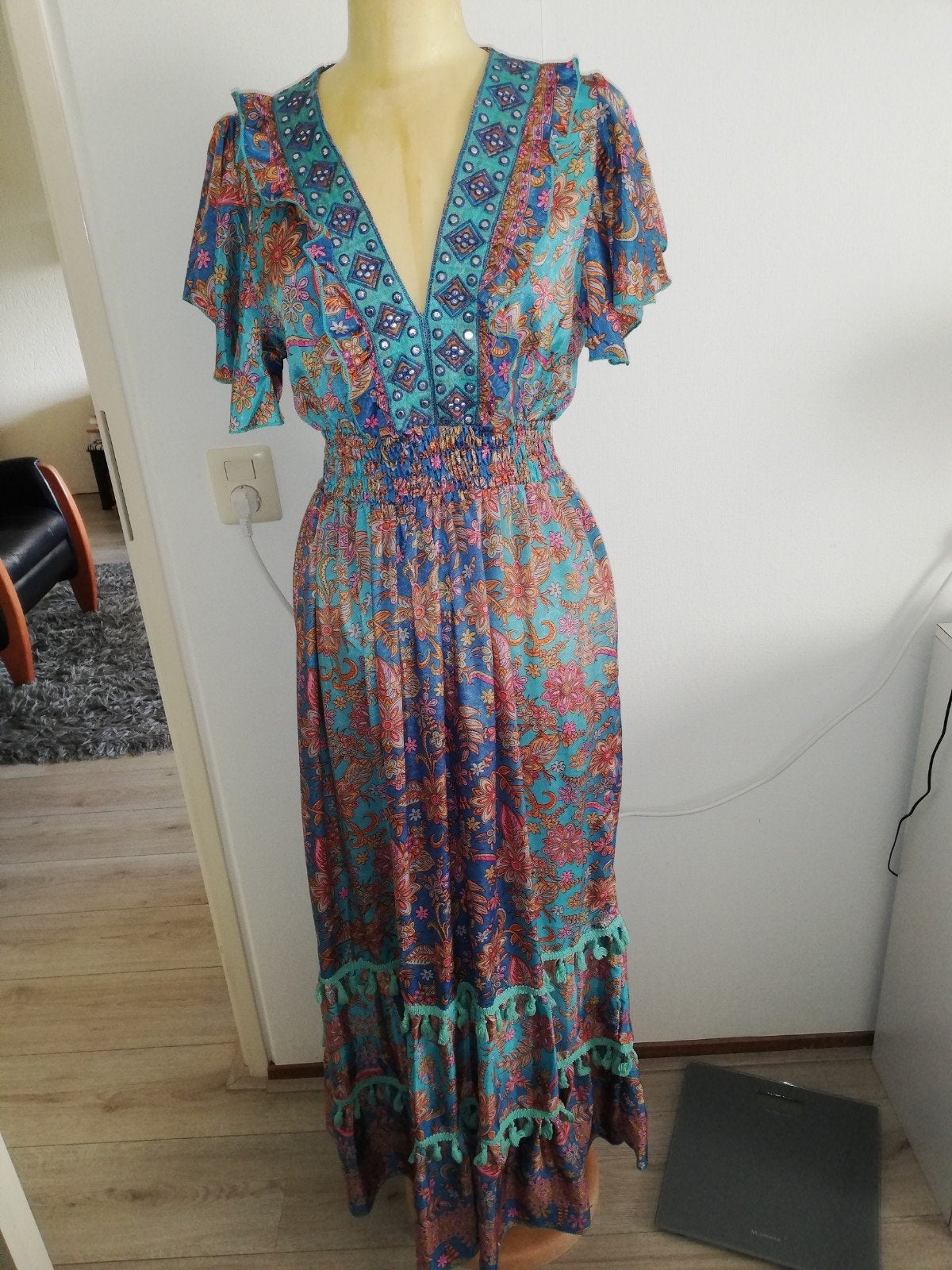 Prachtige ibiza maxi jurk met zijde mt 40, Kleding | Dames, Jurken, Maat 38/40 (M), Overige kleuren, Verzenden, Nieuw