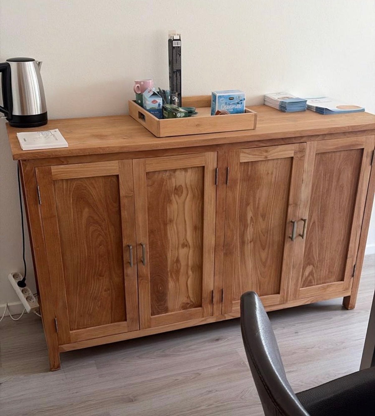 Teakhouten dressoir 150x49x90 cm, Gebruikt, 150 tot 200 cm, Teakhout, Ophalen of Verzenden