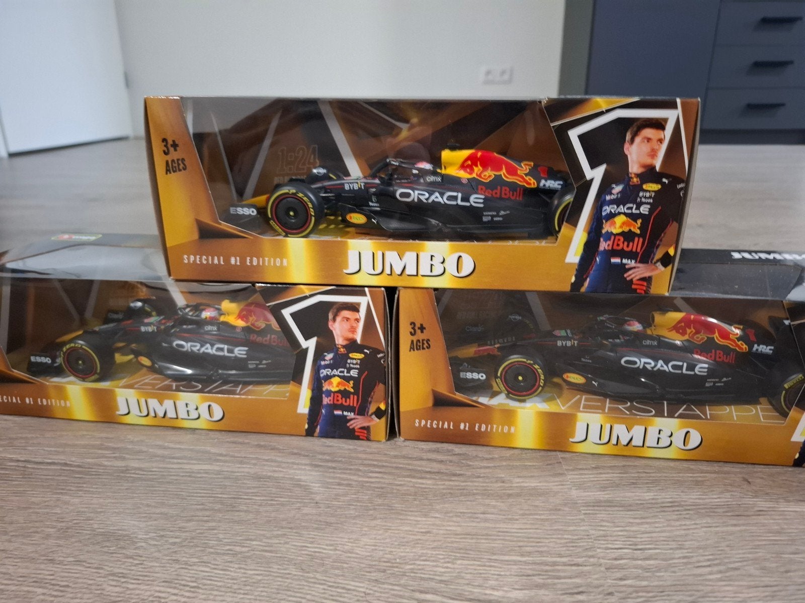 7 keer Jumbo Max Verstappen auto's, Ophalen, Nieuw, Auto, Bburago