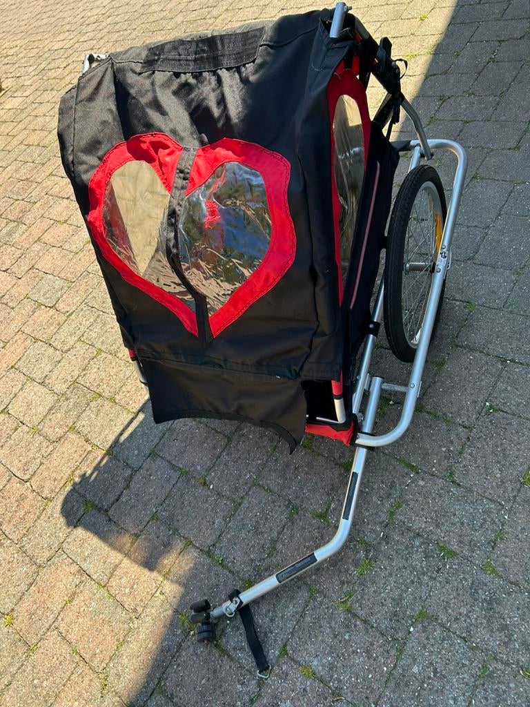 Fietskar rood met zwart, Ophalen, Gebruikt, Opvouwbaar, 20 tot 40 kg