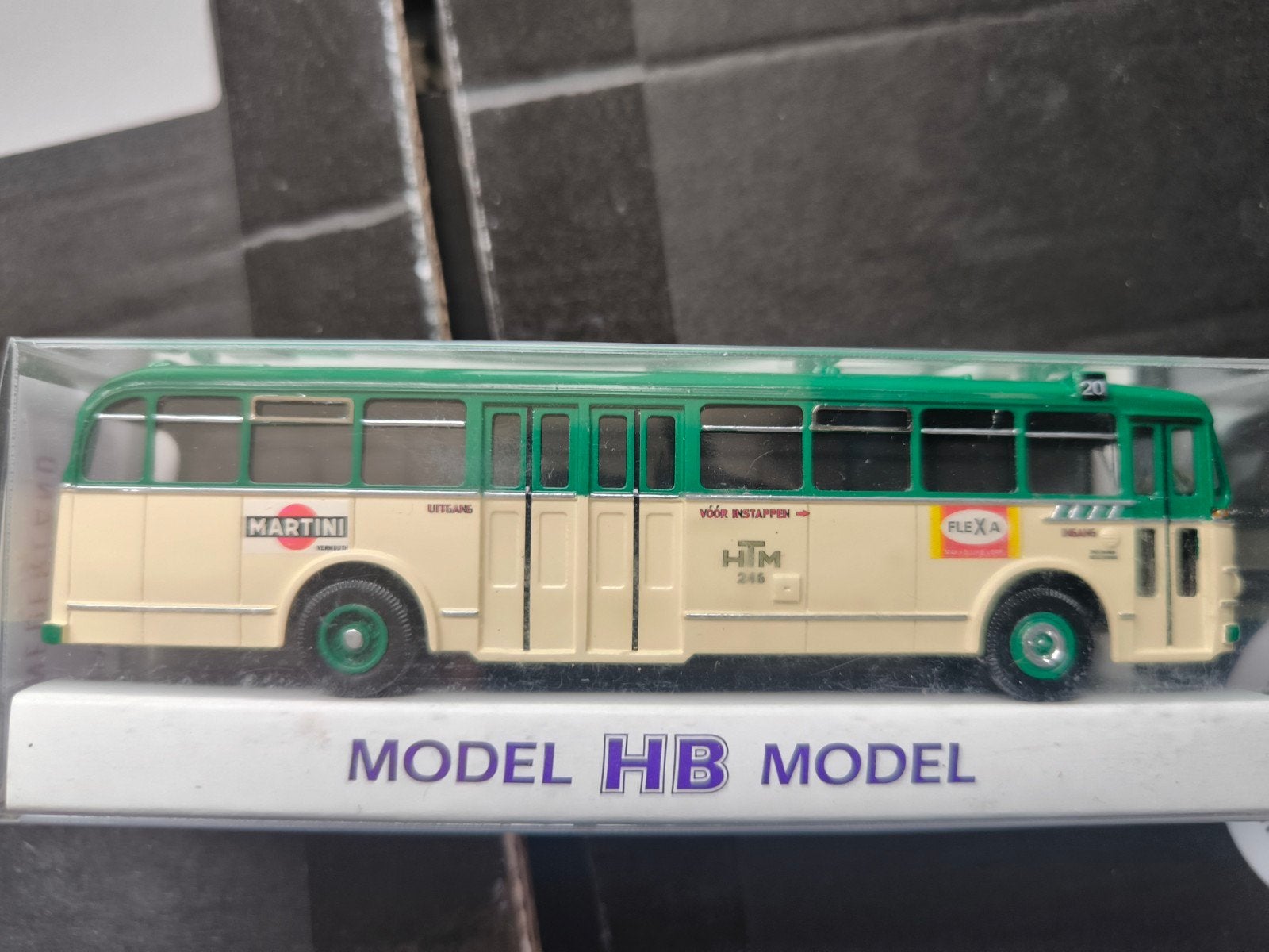 HB Modelbus HTM stadsbus Verheul Martini reclame, Verzenden, Nieuw, Overige typen, Overige merken