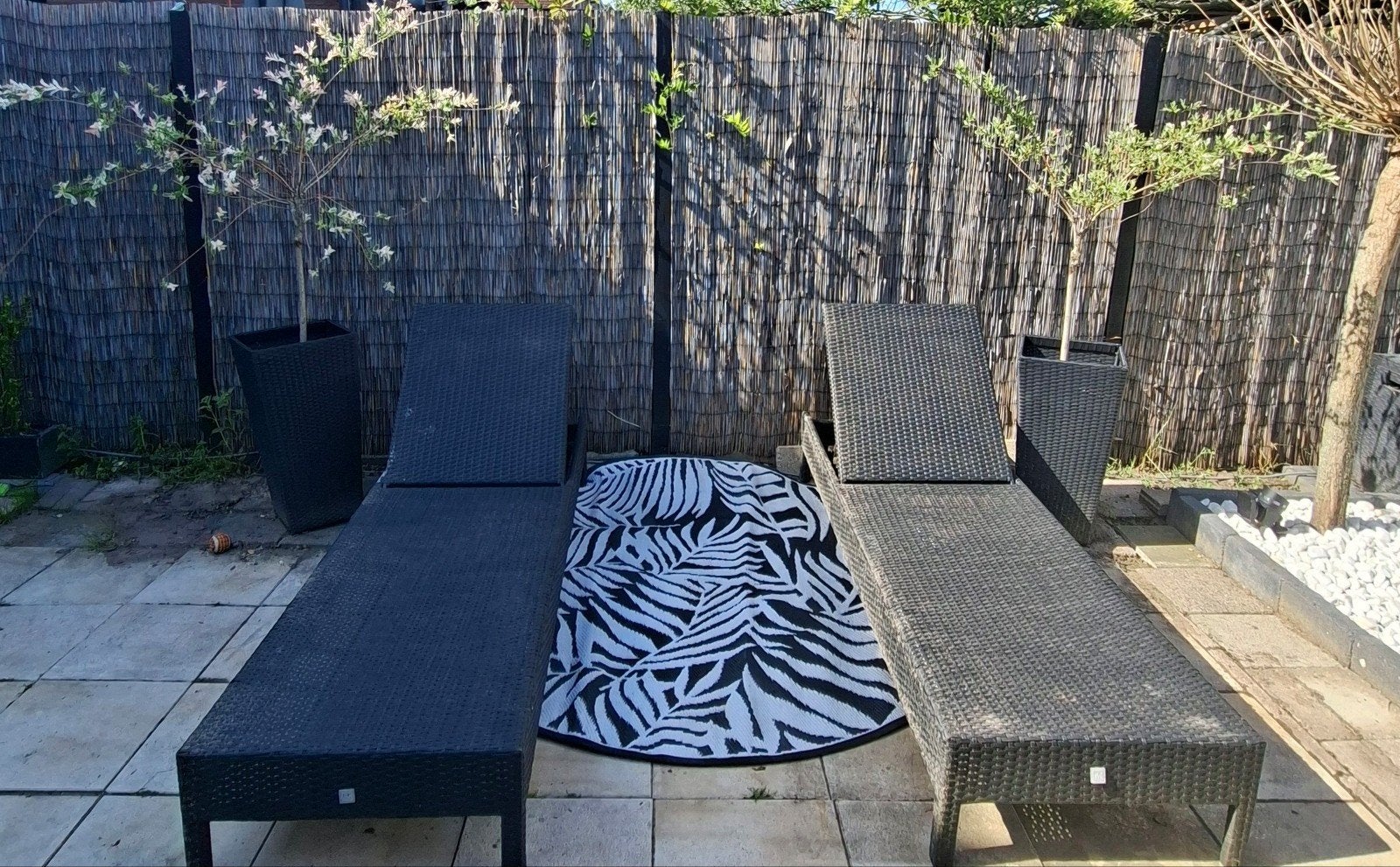 P&R Design Ligbedden - Wicker Zwart (2 stuks), Tuin en Terras, Ligbedden, Ophalen, Gebruikt, Wicker, Verstelbaar