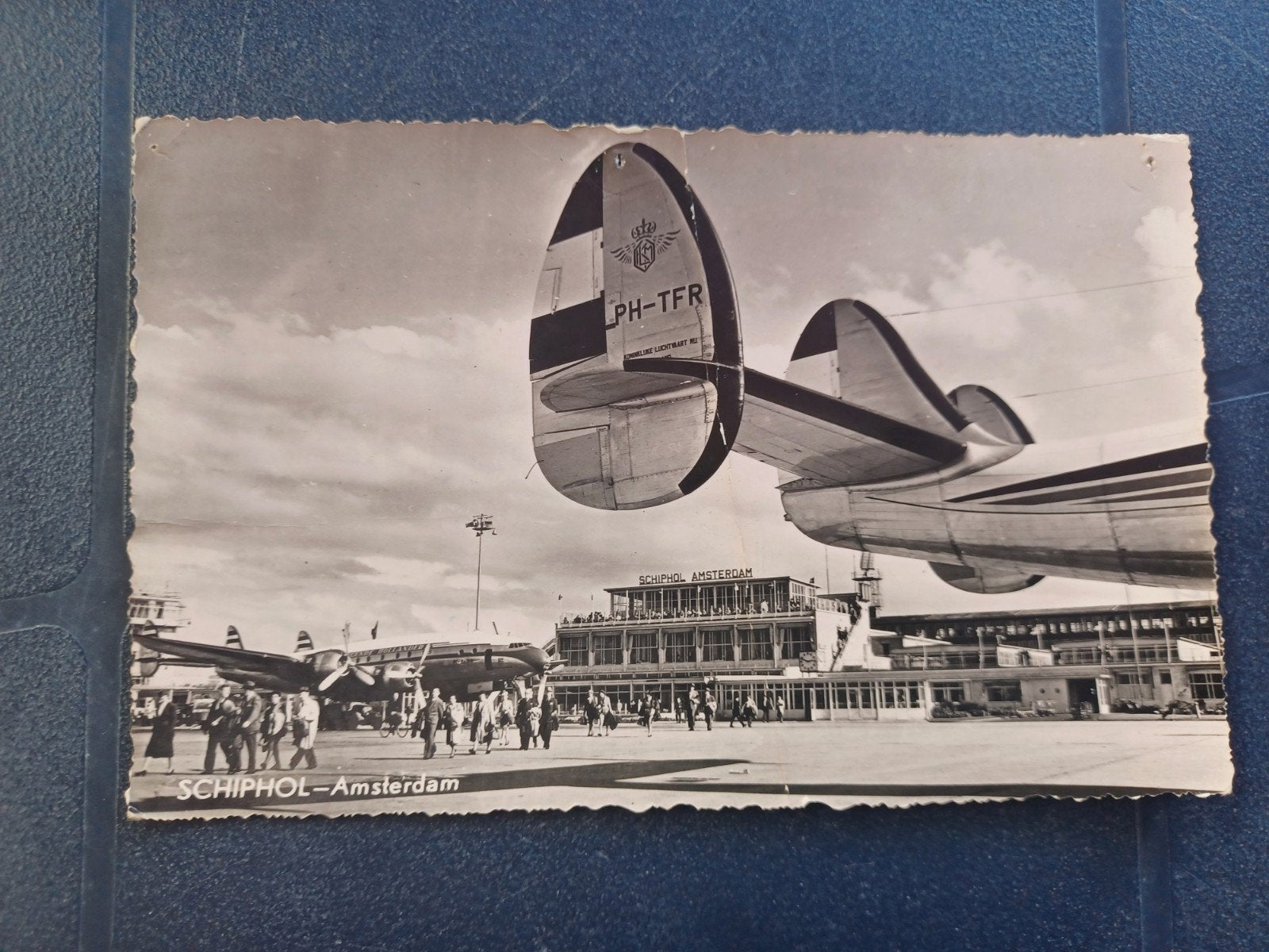 Amsterdam Schiphol 1955, Ophalen of Verzenden, 1940 tot 1960, Gelopen, Noord-Holland