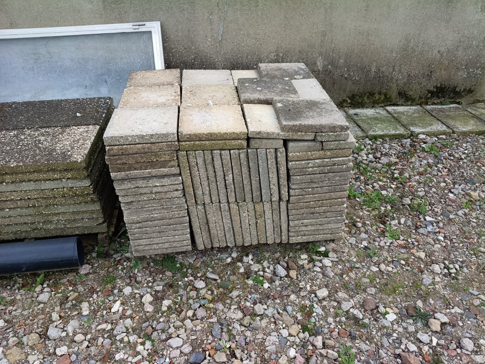 Grindtegels 60x40 en Betontegels 30x30, Tuin en Terras, Ophalen, Gebruikt, 10 m² of meer, Beton