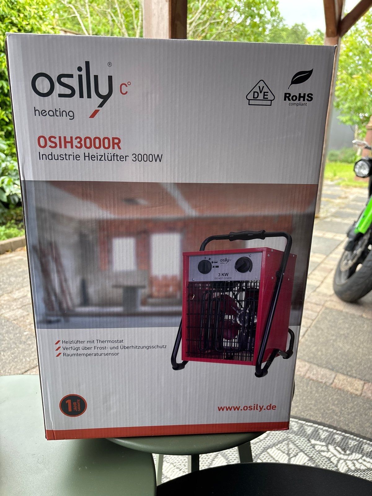Osily OSIH3000R Industriële Verwarming 3000W, Ophalen, 30 tot 80 cm, Minder dan 60 cm, 800 watt of meer