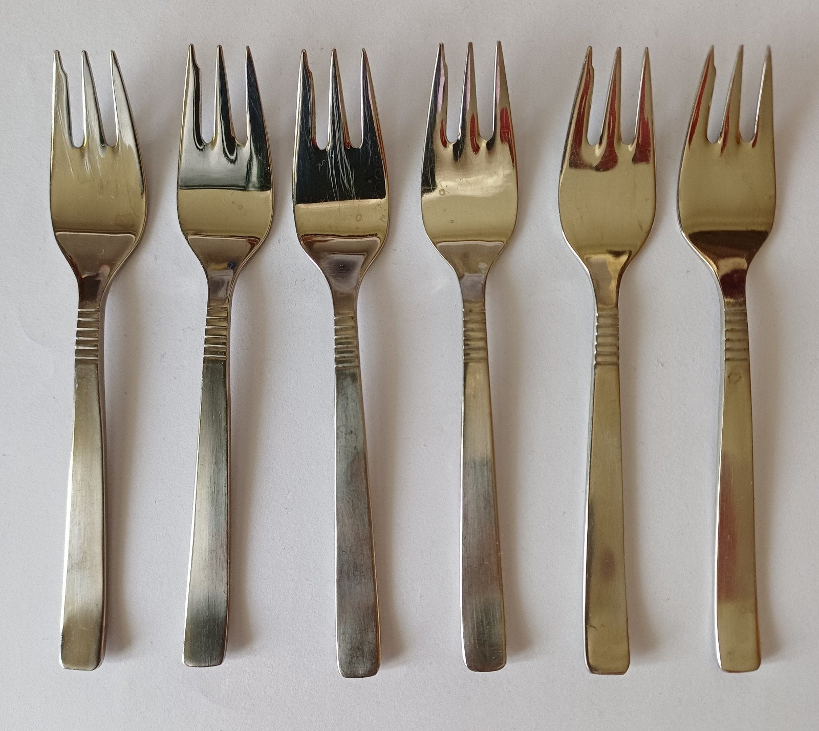 Set van 6 vintage Gero Zilmeta gebaksvorkjes, Antiek en Kunst, Ophalen of Verzenden