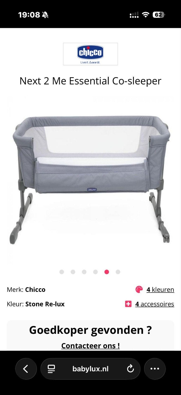Chicco Next 2 Me Essential Co-sleeper - Zo goed als nieuw, Ophalen