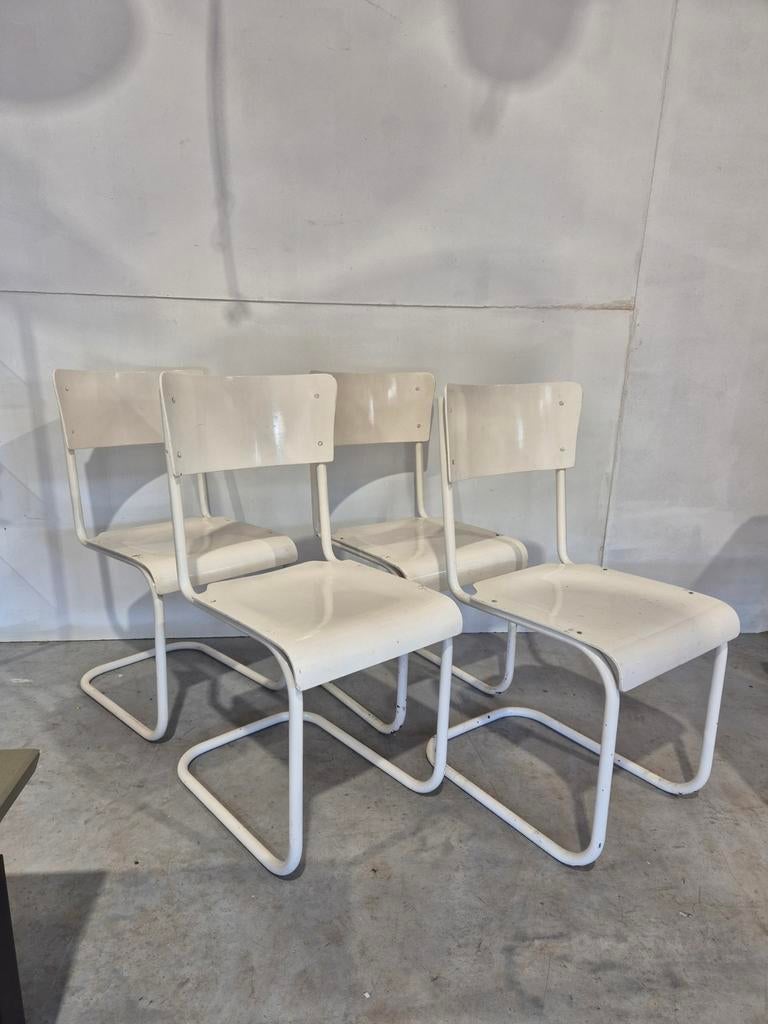 4 vintage luterma bauhaus stoelen mart stam buisframe, Ophalen, Gebruikt, Onbekend, Onbekend