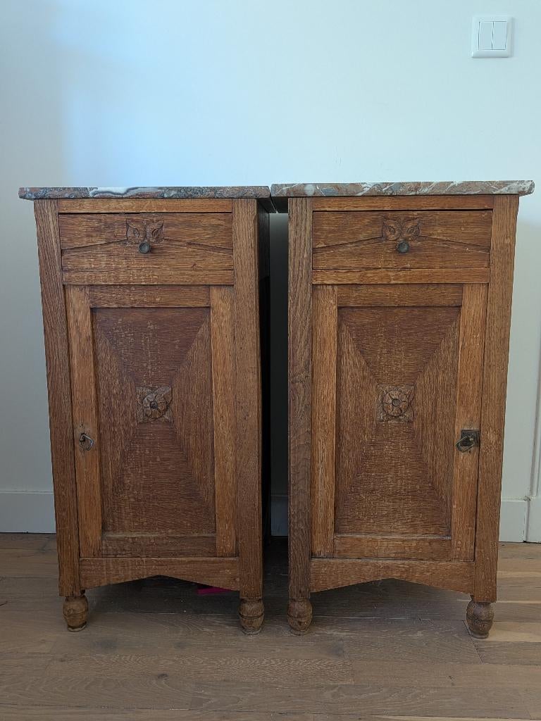 Nachtkastjes marmer antiek, Huis en Inrichting, Slaapkamer | Nachtkastjes, Ophalen, Gebruikt, Minder dan 45 cm, 70 cm of meer