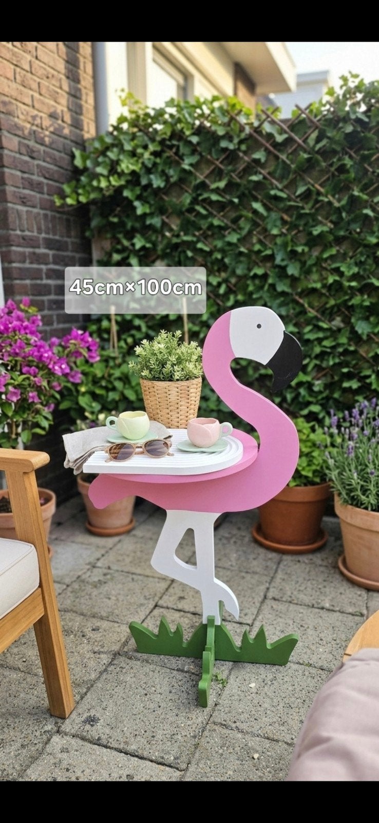 Roze Flamingo bijzettafel - Uniek en decoratief, Minder dan 45 cm, Speels, Decoratief, Modern, Rond, Nieuw