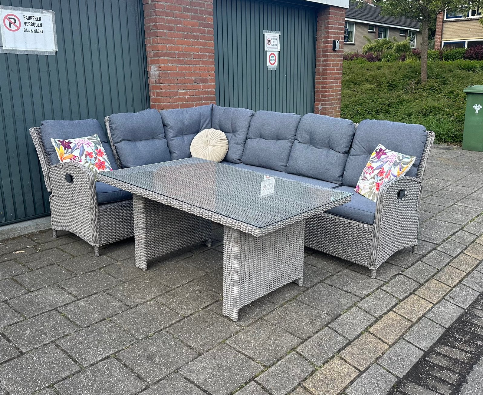 Prachtige Verstelbare Dining Loungeset Tuinset, Tuin en Terras, Ophalen, Zo goed als nieuw, Wicker, Bank