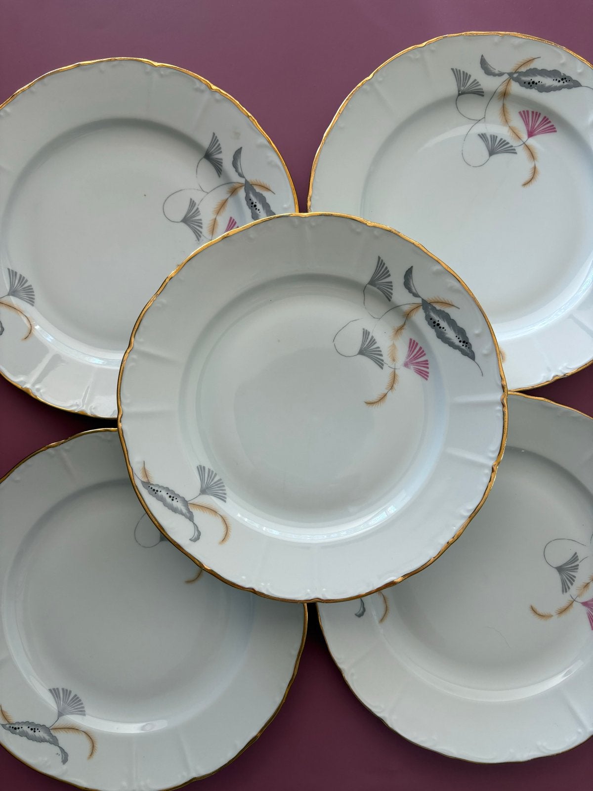 Vintage MZ Czechoslovakia porseleinen borden set, Ophalen of Verzenden