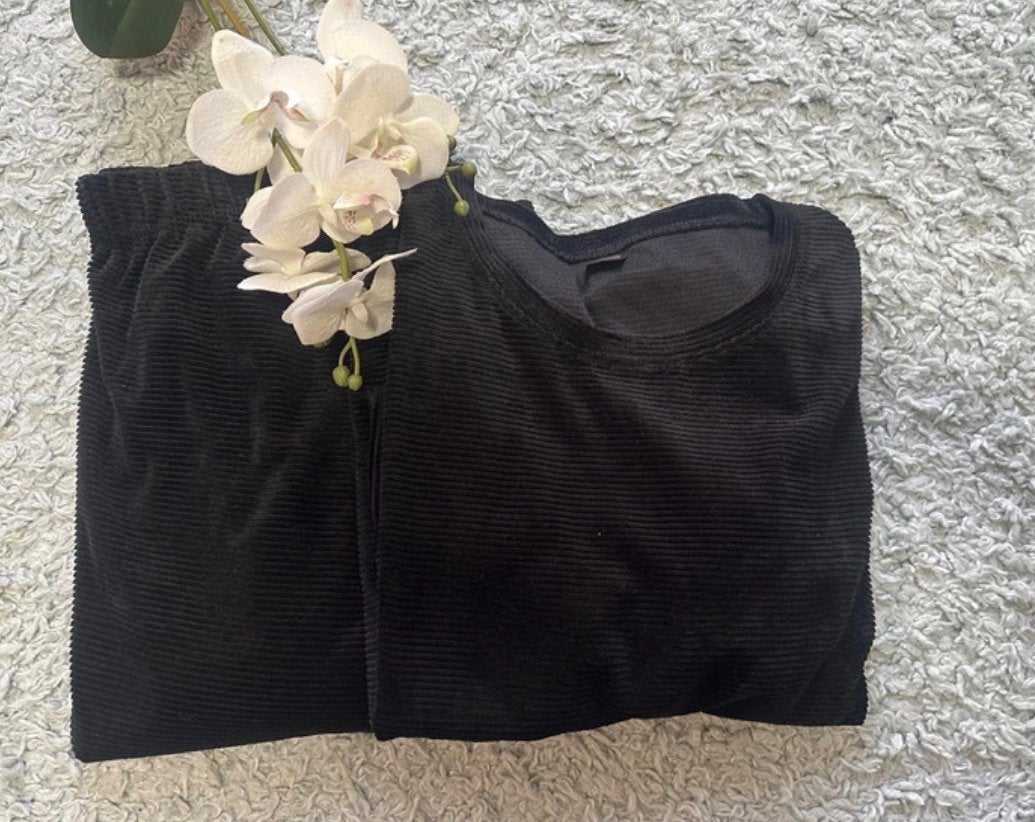 NIEUWstaat, zwart velours geribbelde set, maat 40 (XL), Kleding | Dames, Ophalen of Verzenden, Zo goed als nieuw, Maat 42/44 (L)