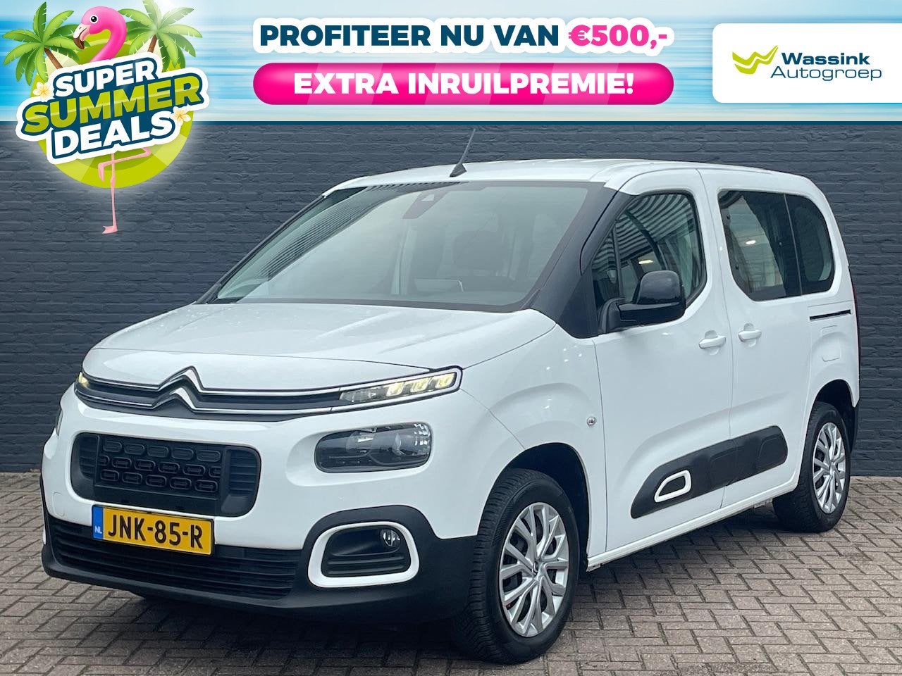 Citroën Berlingo 1.2 PureTech 130pk AUTOMAAT Feel uitvoerin, Auto's, Citroën, Gebruikt, 1199 cc, Parkeersensor, Wit