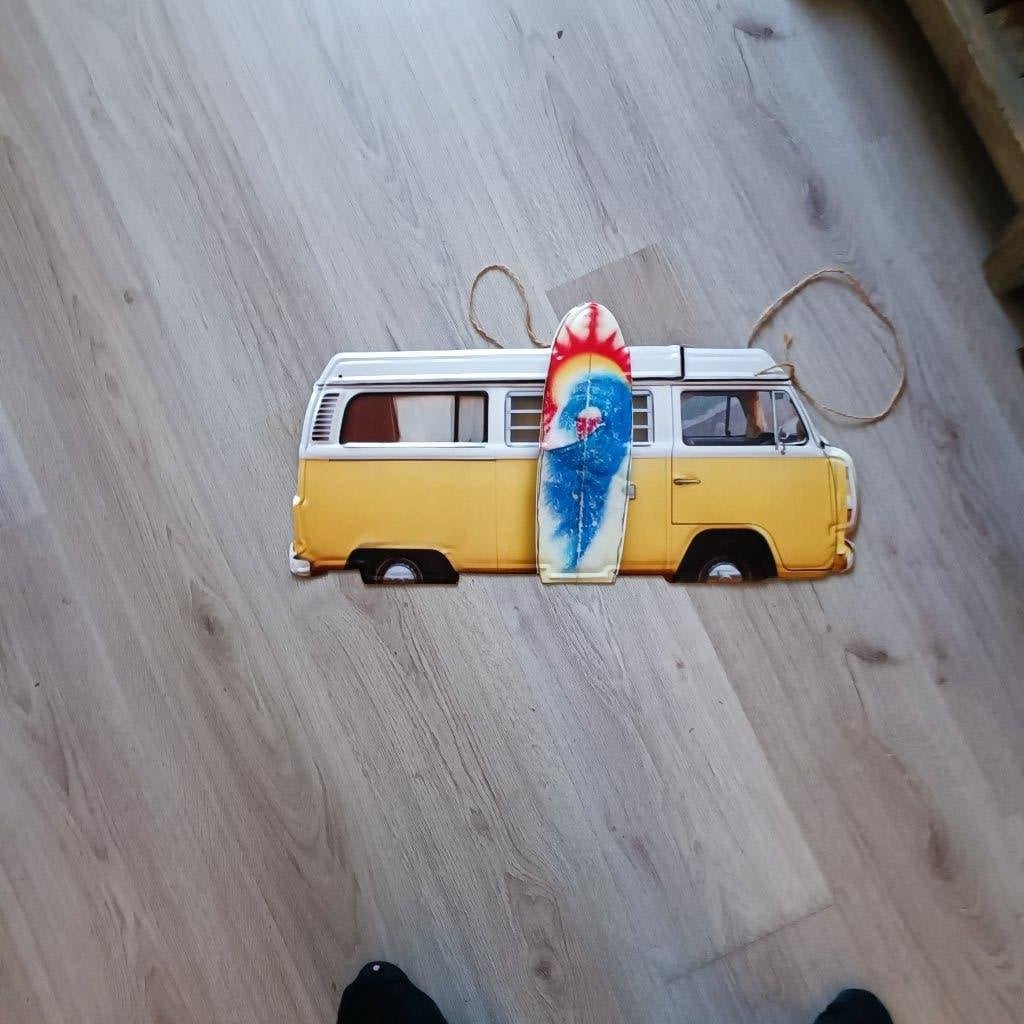 metalen plaat wand geel vw volkswagen look t2 lang zie foto, Ophalen of Verzenden