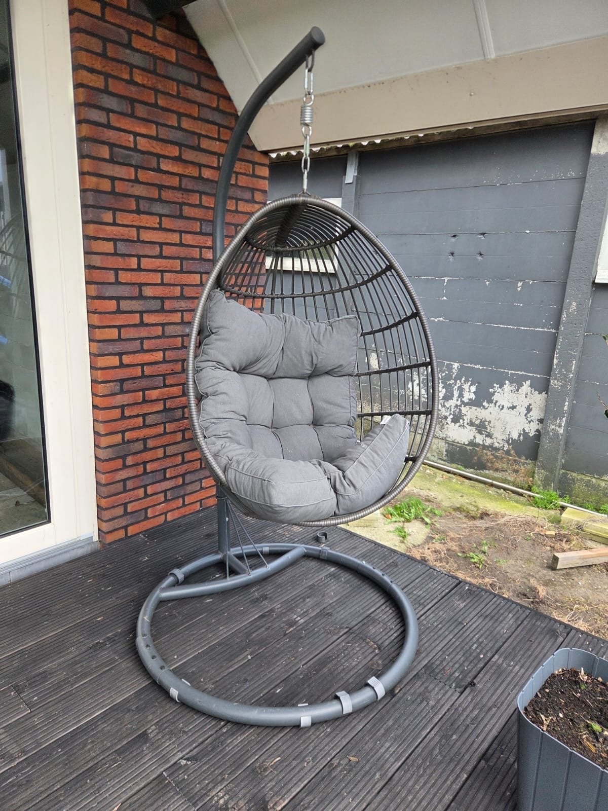 Hangstoel met Kussen en Poot, Gebruikt, Loungeset, Wicker, Stoel