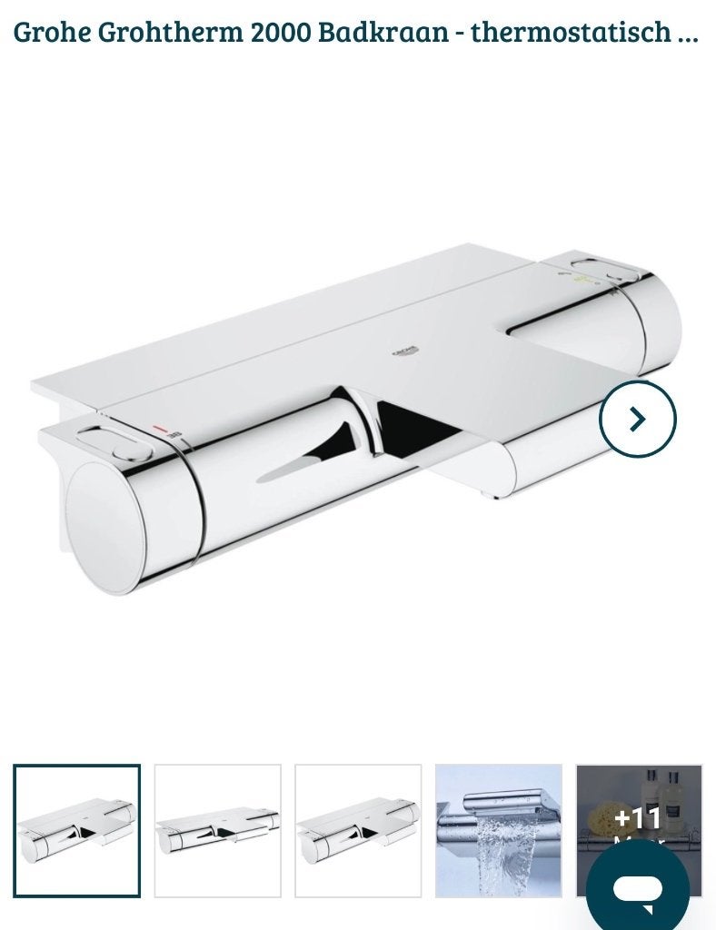 Grohe Grohtherm 2000 Badkraan - thermostatisch, Ophalen, Nieuw, Chroom, Kraan