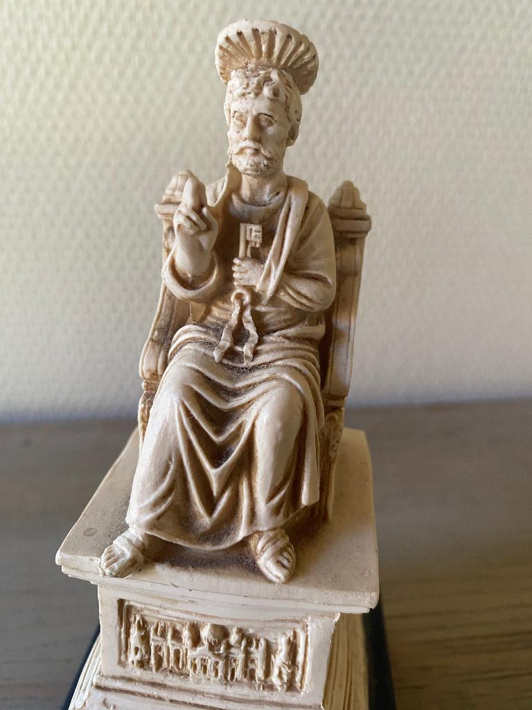 Vintage Beeld Sint Petrus op Troon – Rome jaren '70, Ophalen of Verzenden, Zo goed als nieuw, Religie