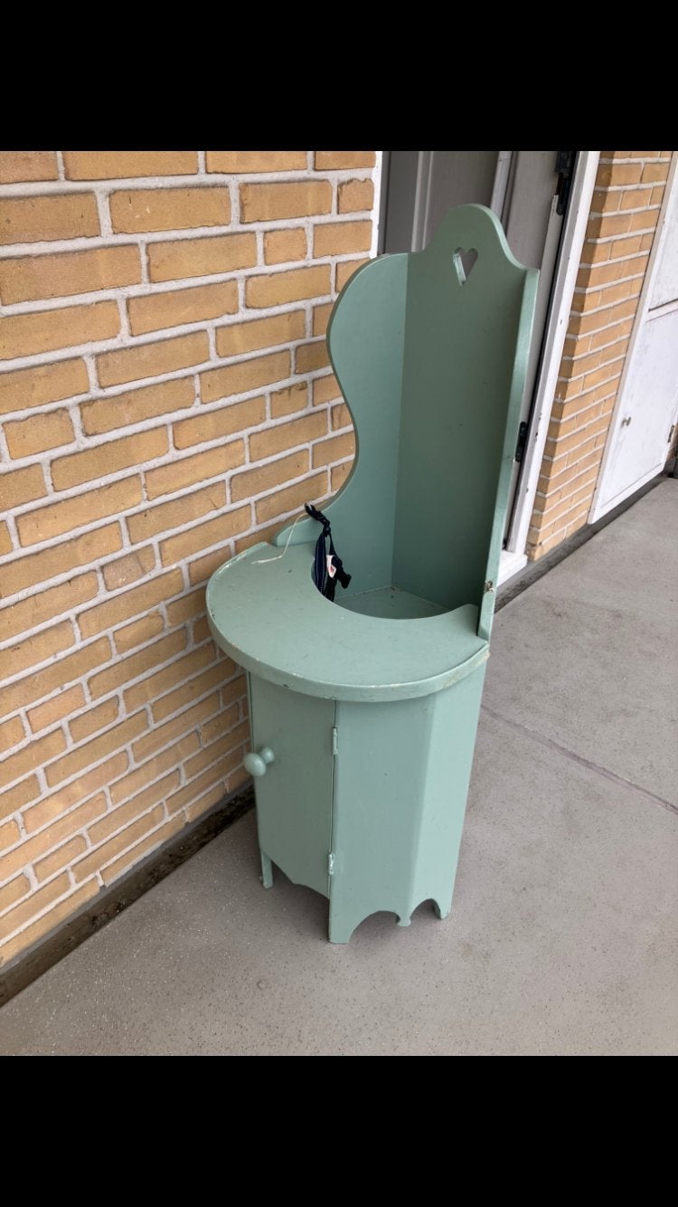 Vintage houten kinderstoel - Mintgroen, Ophalen, Gebruikt, Overige typen