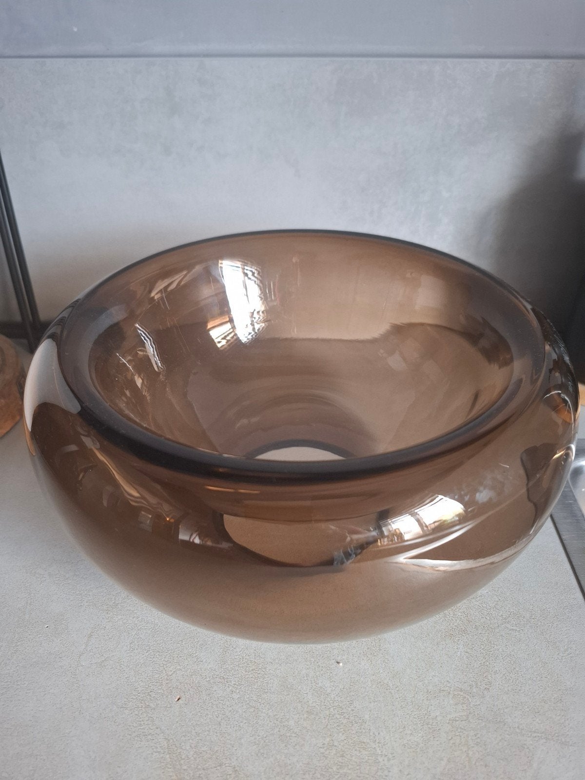 Délure goud amberkleurige glazen schaal,  windlicht, Glas, Ophalen of Verzenden, 12 cm, Schaal