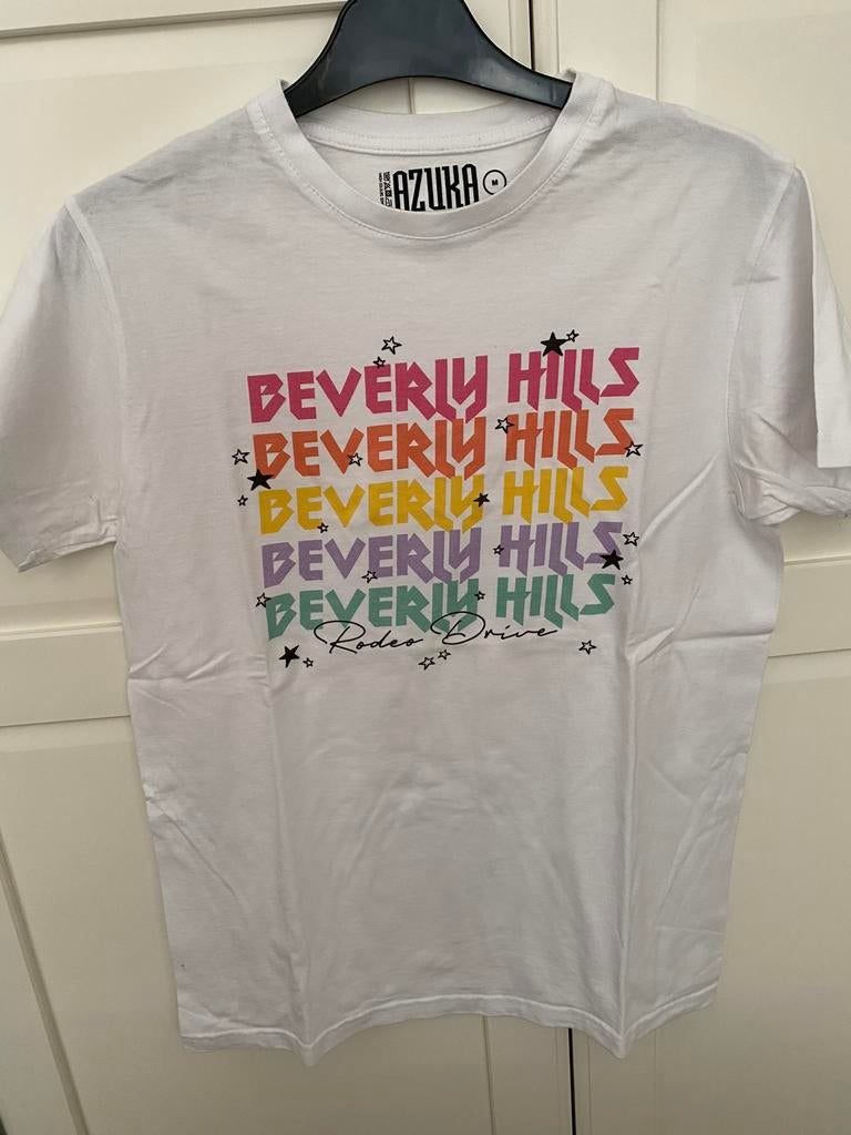 T-Shirt wit “Beverly Hills” Azuka, Ophalen of Verzenden, Zo goed als nieuw, Maat 48/50 (M), Wit