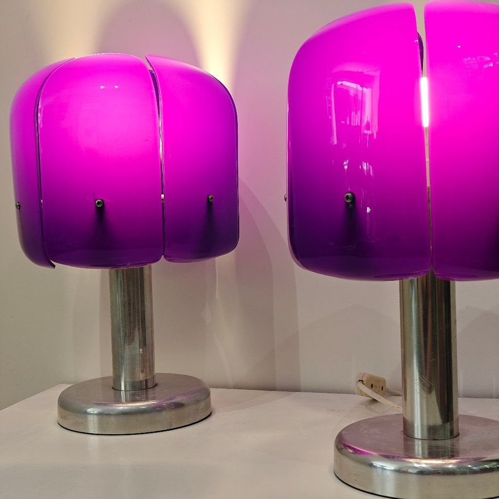 Vintage tafellampen paars plexiglas, Onbekend, Ophalen of Verzenden, Onbekend, Onbekend